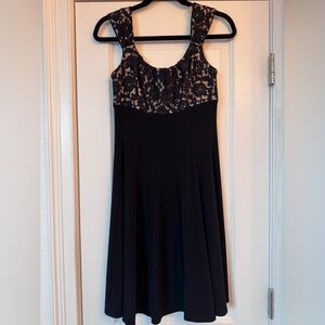 Black Fit and Flare Midi Dress with Scoop Neck